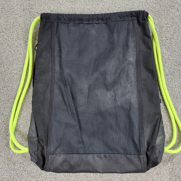 Adidas Thunder Drawstring Backpack 18" Black Blue 2 Zipper Sports School Gym - Picture 6 of 16